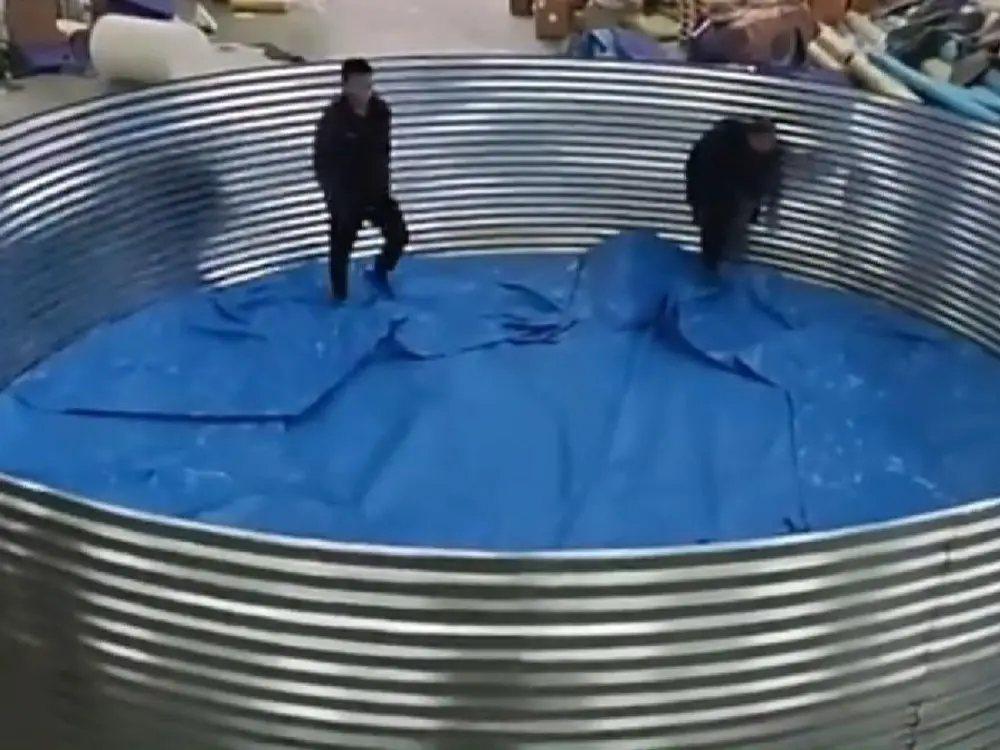 Installation steps for the Tarpaulin Linner in the Galvanized stock tank pond