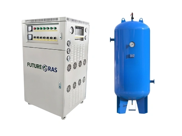 On-site pure oxygen generator with oxygen storage tank
